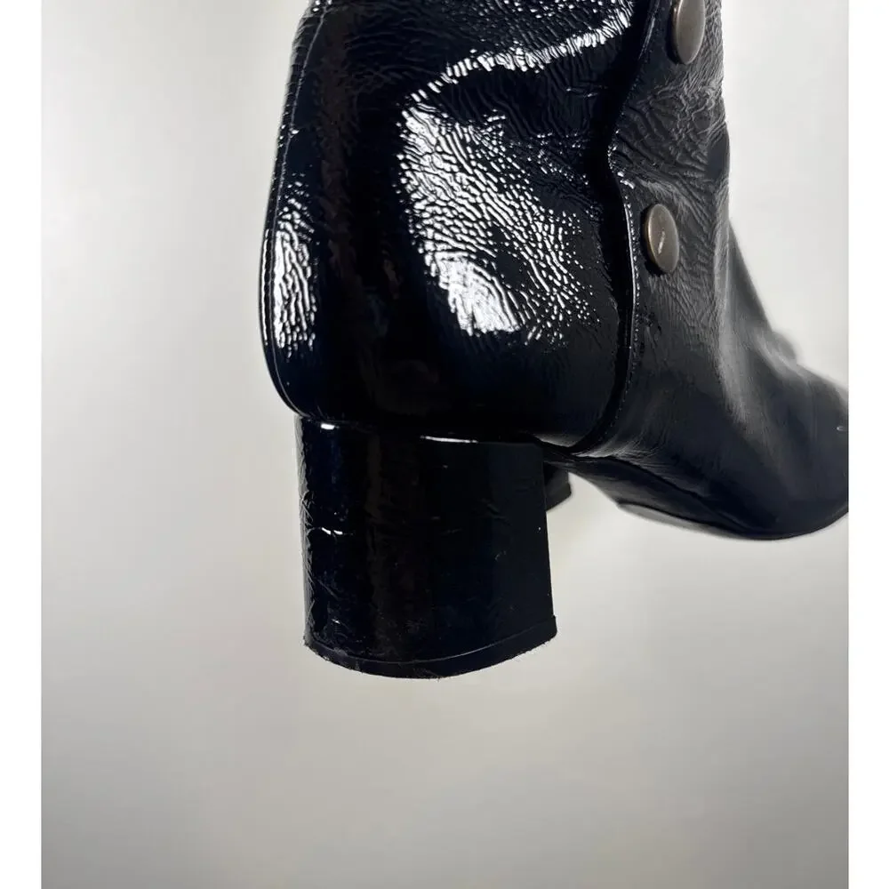 Chloe Knee-High Leather Boots Snap-Button Gothcore 38.5 (US 8)